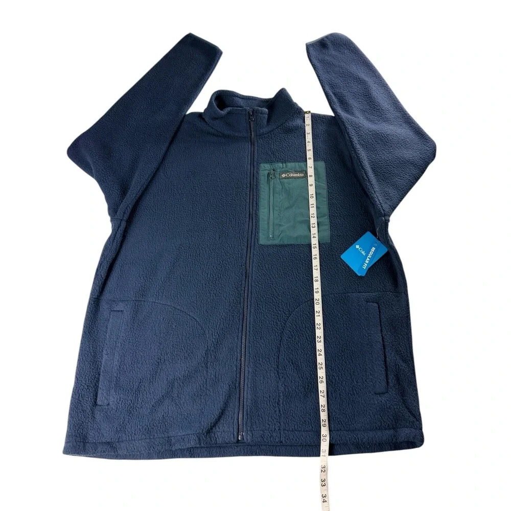 Columbia Mens Jasper Ridge Pebbled Full Zip Fleece Jacket Navy Blue Size XXL NWT